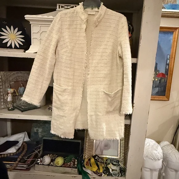 Chico's size 2 lot of 2 coat black velvet duster open cardigan tweed Large - Picture 2 of 5